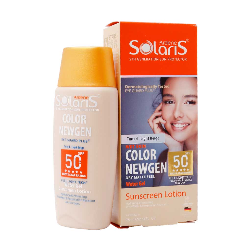 سولاریس لوسیون ضد آفتاب رنگی آردن مدل Color Newgen با +SPF50 مناسب انواع پوست حجم 75 میلی لیتر