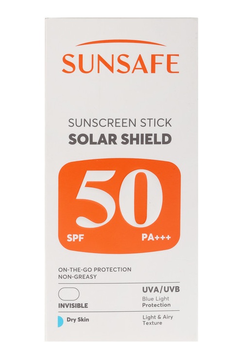 ضد آفتاب استیکی سان سیف مدل Solar Shield با SPF 50 مناسب پوست های خشک وزن 20 گرم