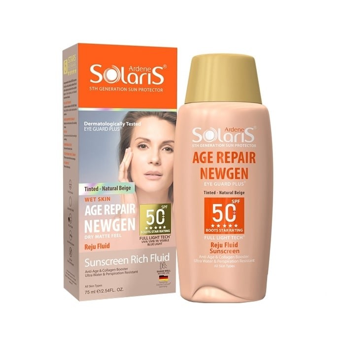 فلویید ضد آفتاب دارای SPF 50 مناسب پوست دارای چروک سطحی رنگی حجم 75 میل آردن