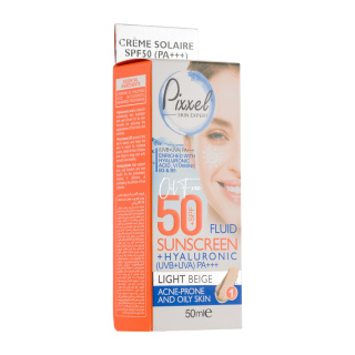 ضد آفتاب رنگی پیکسل با Spf50 مناسب پوست چرب و جوش دار حجم 50 میلی لیتر