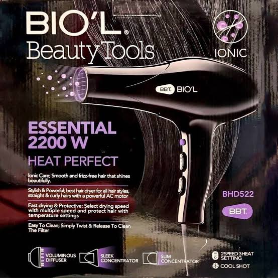 سشوار حرفه ای بیول مدل BHD522 توان 2200 وات