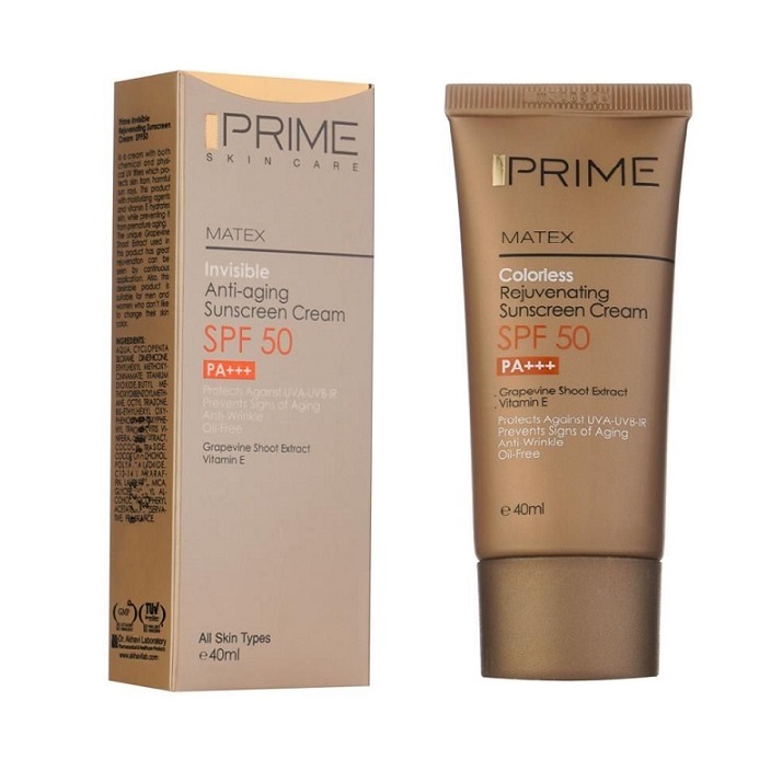 کرم ضد آفتاب بی رنگ پرایم مدل Rejuvenating با SPF50 حجم 40 میلی لیتر