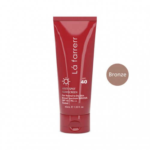 کرم ضد آفتاب SPF40 پوست خشک و معمولی لافارر رنگی برنز و ضد لک 40 میلی لیتر