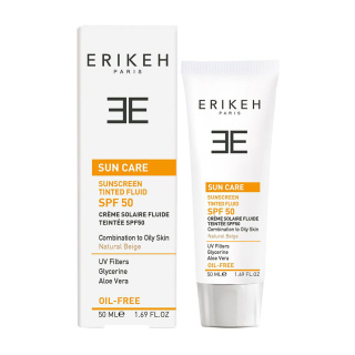 فلویید ضد آفتاب بژ طبیعی و فاقد چربی دارای spf50 حجم 50میل اریکه