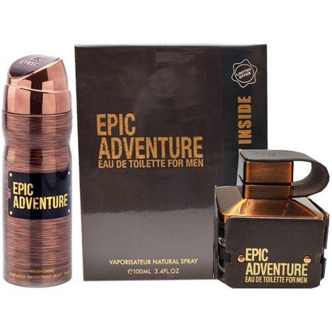 ادو تویلت مردانه عماد آرا (اورجینال )مدل Epic Adventure حجم 100 میلی لیتر به همراه اسپری خوشبو کننده بدن مردانه عماد آرا مدل Epic Adventure حجم 200 میلی لیتر