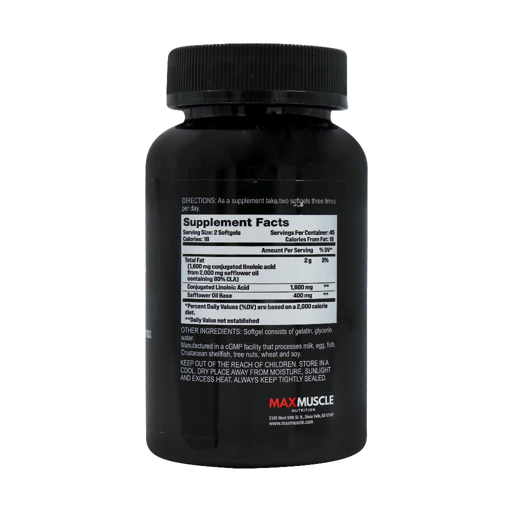 max muscle max cla 90 softgels back
